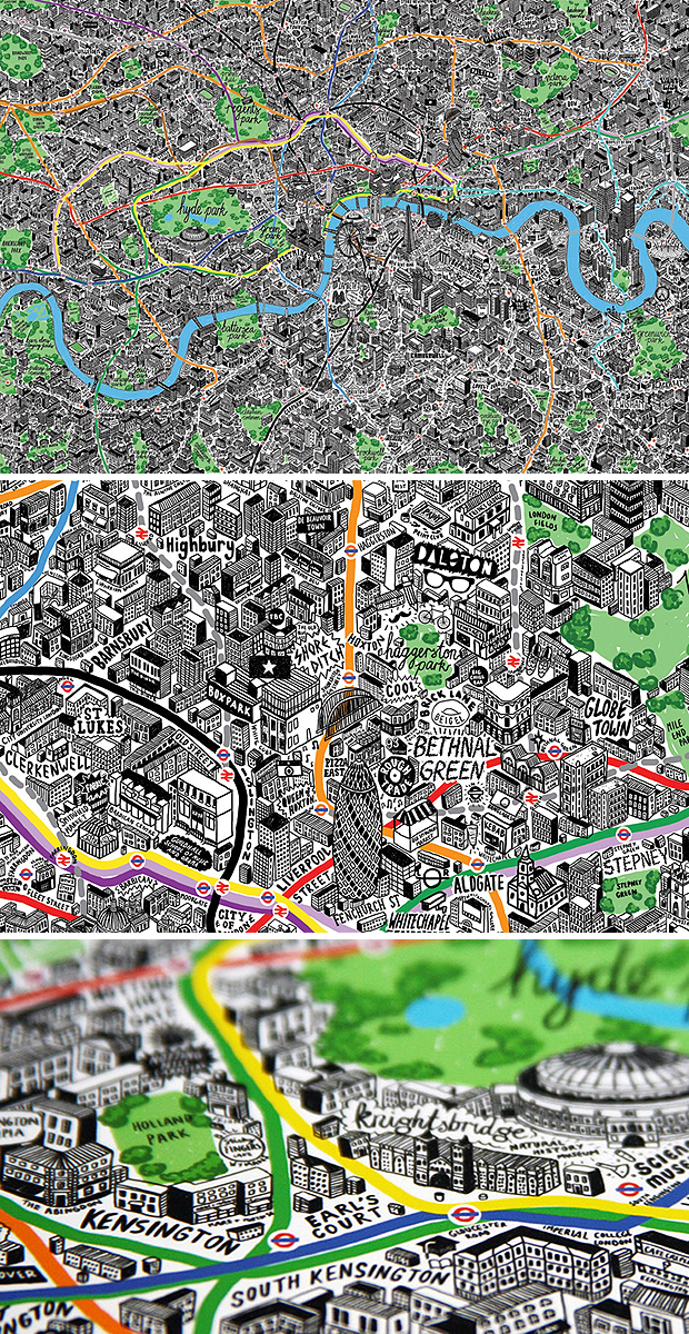 London kézzel rajzolt térképe (designboom.com)