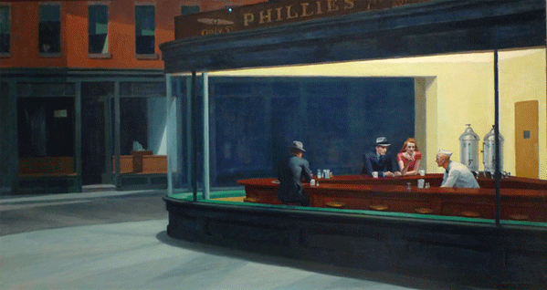 Éjjeli baglyok, 1942. Edward Hopper - gif