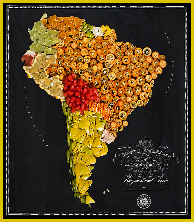Dél-Amerika déligyümölcsökből - ételtérkép