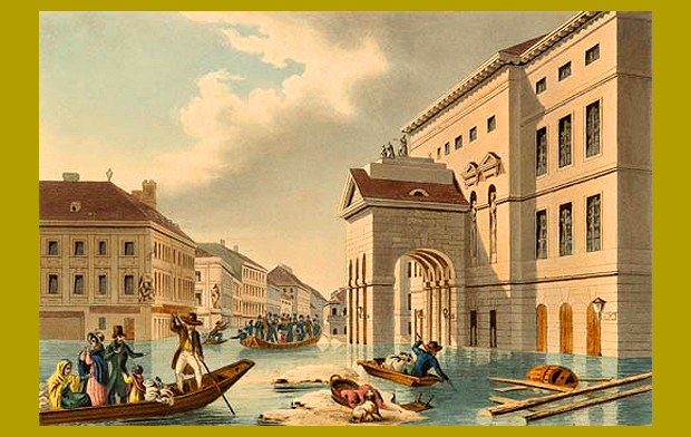 Árvíz a pesti Színház-téren, 1838.