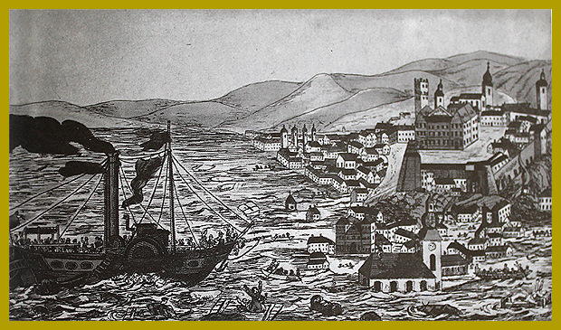 A fedél nélkül maradtak áthajózása Pestről Budára, 1838.