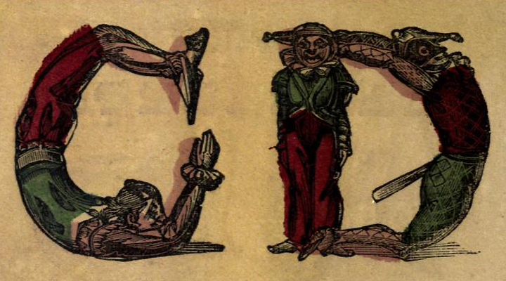 tipográfia gyerekeknek - akrobatikus betűk - 1850 